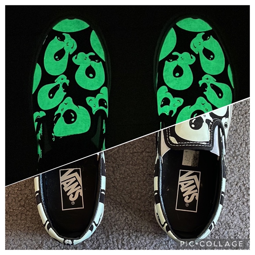 LIMITED EDITION GLOW IN THE DARK ALIEN GHOST SLIP ONS